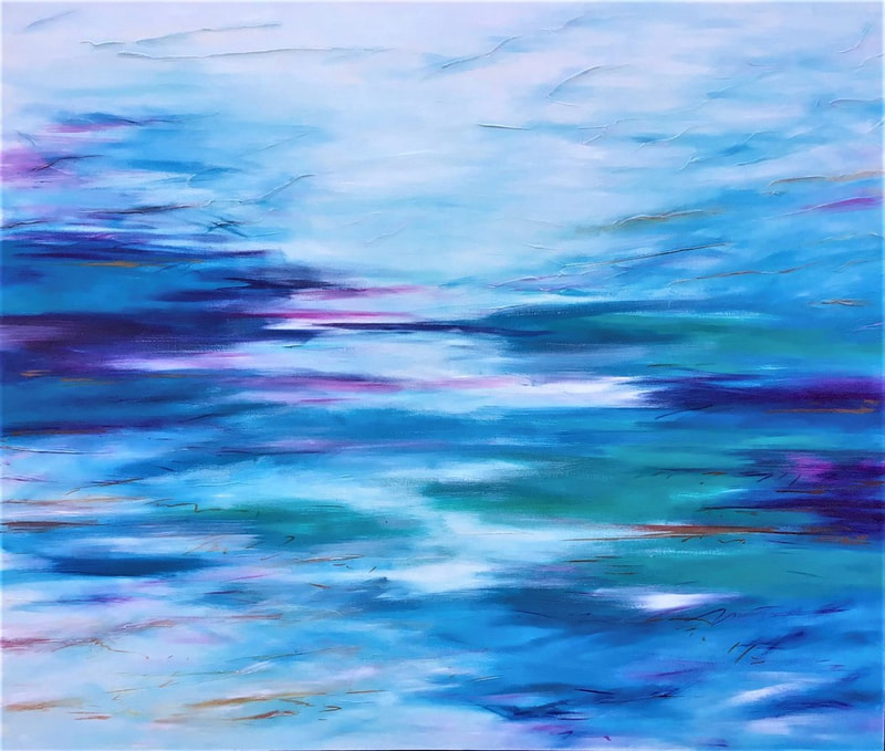 peinture abstraite paysage mer bleu océan abstraite huile